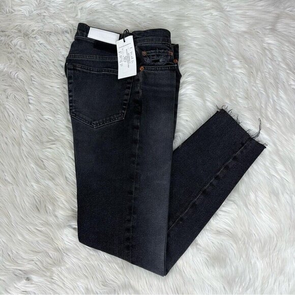 Re/Done Women's NWT Black 90's High Rise Ankle Crop Stretch Denim Jeans W26/L27 - Picture 3 of 11